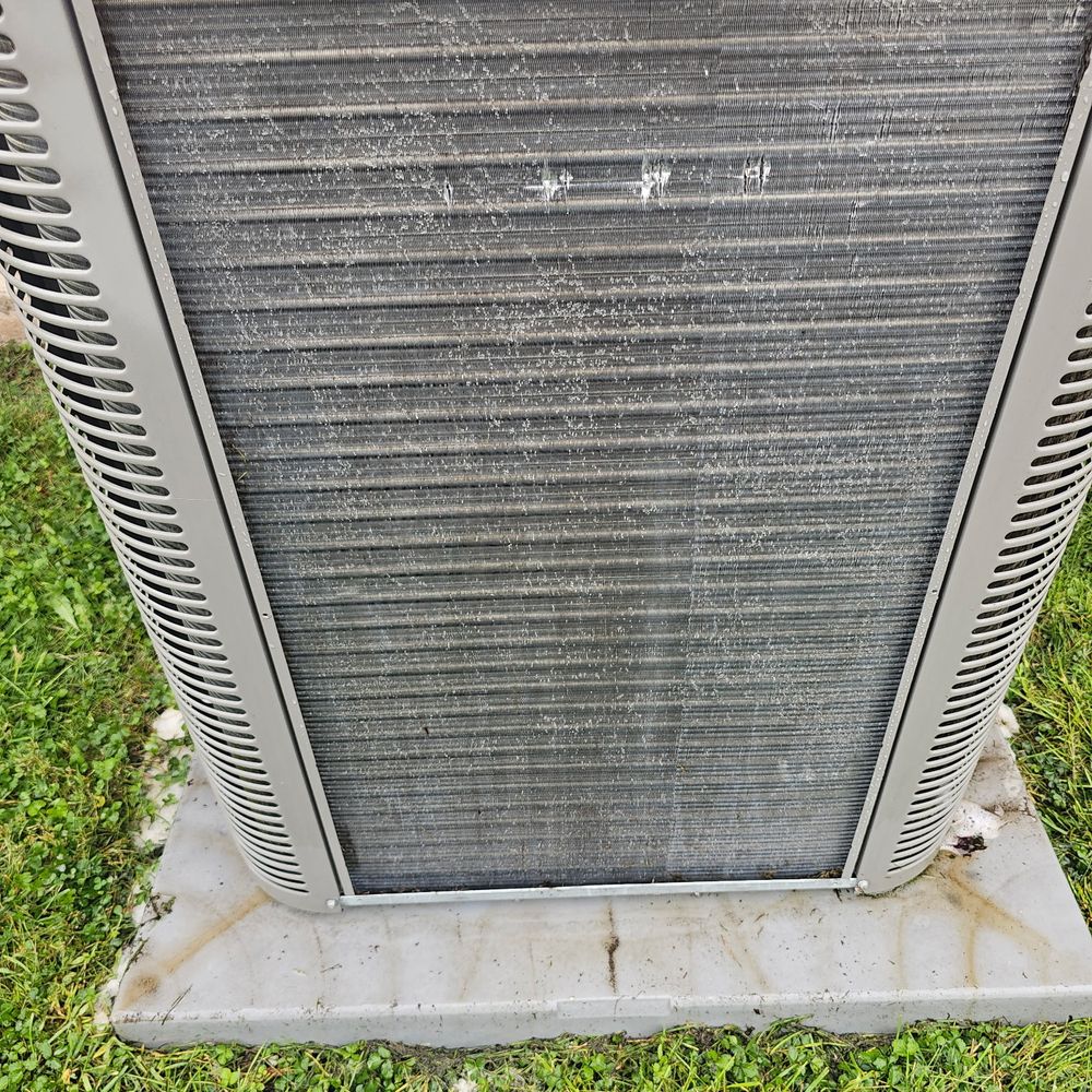 The same condenser coil after a JBrick Heating and Cooling tune-up